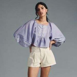 By Anthropologie Lace Babydoll Blouse